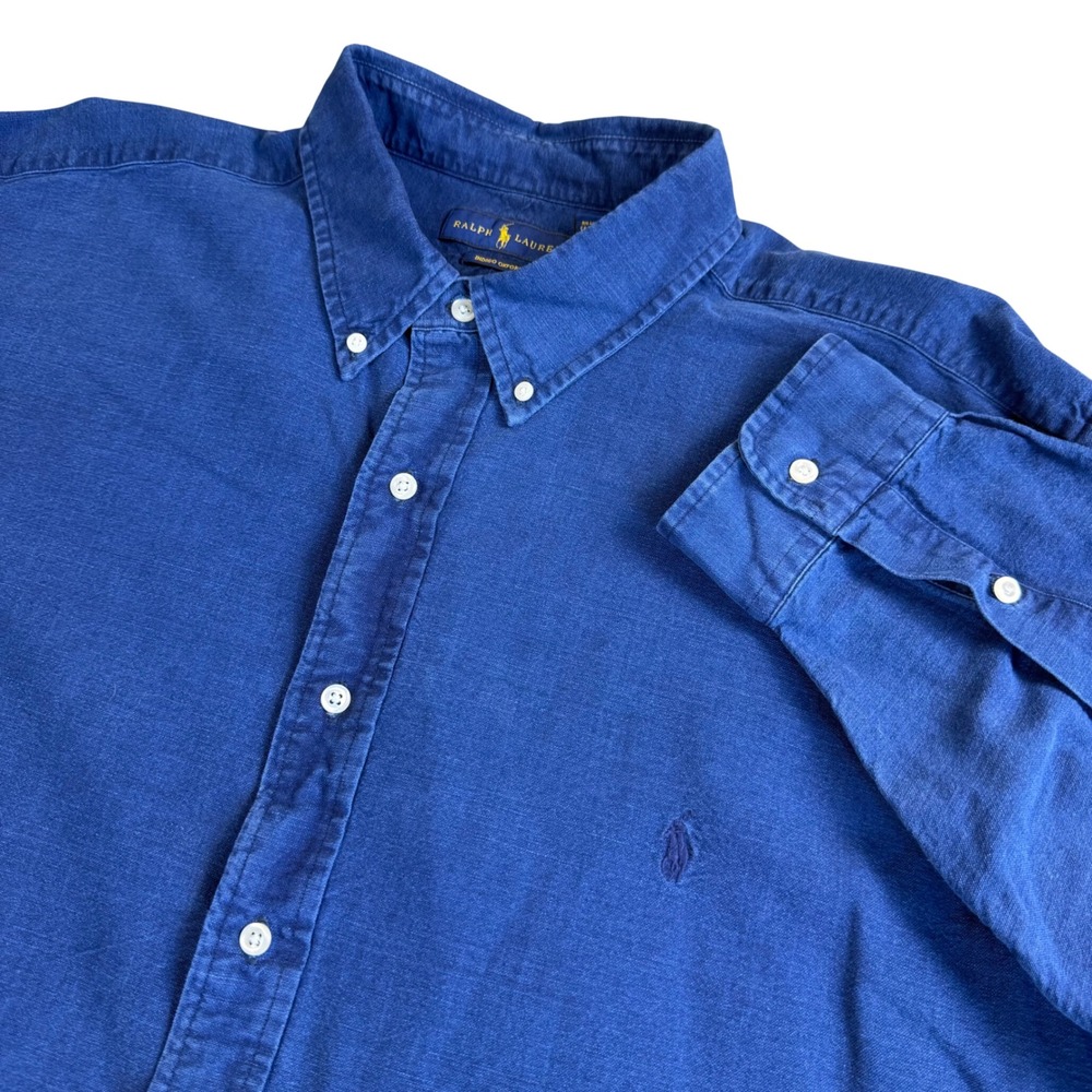 Ralph Lauren Indigo Oxford Shirt Mens 2XB Blue Long Sleeve Cotton Button Down